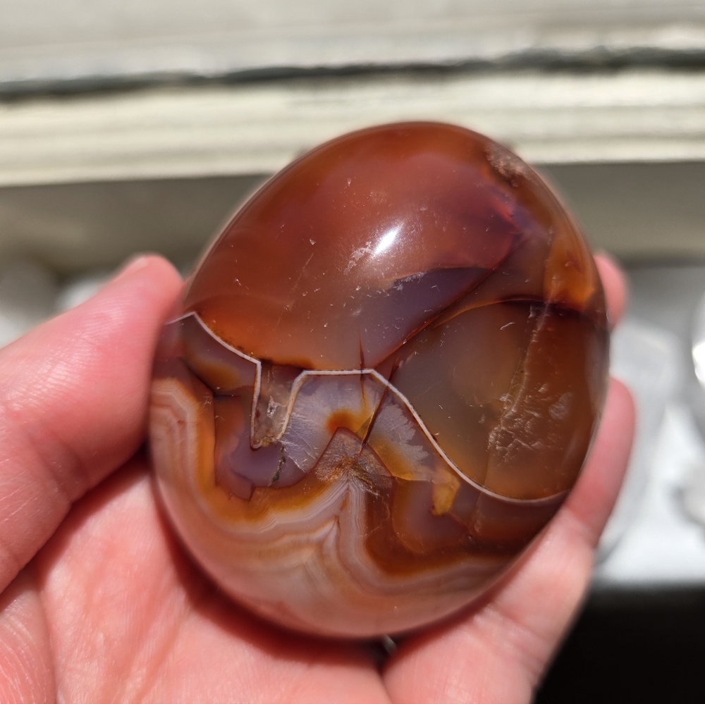 Banded Carnelian Palm Stone